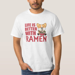 Ramen Japansk Noodles Sweet Corgi Eats Ramen T Shirt