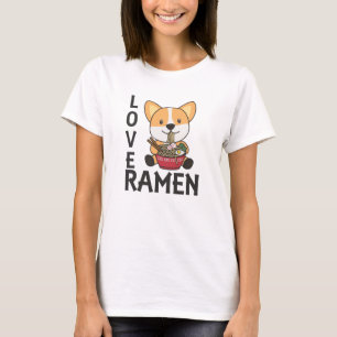 Ramen Japansk Noodles Sweet Corgi Eats Ramen T Shirt