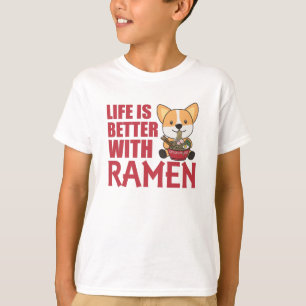 Ramen Japansk Noodles Sweet Corgi Eats Ramen T Shirt