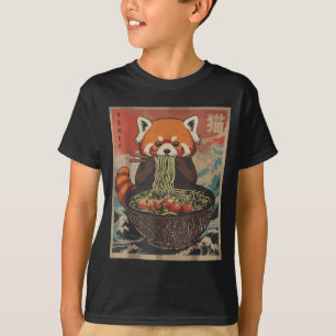 Ramen japanska grafiska t-shirts röda panda anime