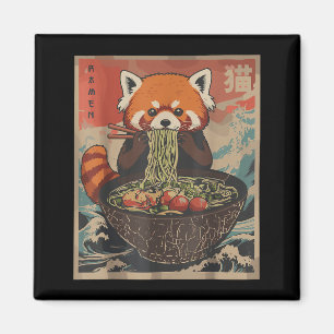 Ramen japanska grafiska t-shirts röda panda anime magnet