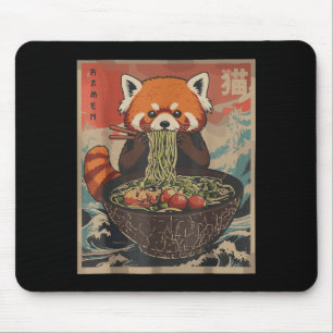 Ramen japanska grafiska t-shirts röda panda anime musmatta