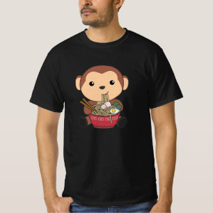 Ramen Japanska Noodles Sweet Monkey Eats Ramen T Shirt