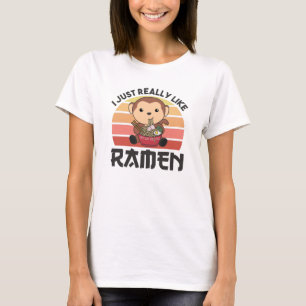 Ramen Japanska Noodles Sweet Monkey Eats Ramen T Shirt