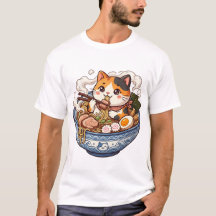 Ramen Katt Anime Kawaii Illustration T-shirt Desig