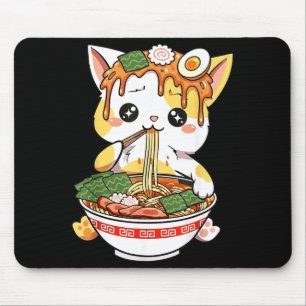 Ramen Katt Design Kawaii Stil Rolig Japansk Anime Musmatta
