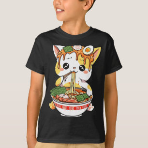Ramen Katt Design Kawaii Stil Rolig Japansk Anime T Shirt