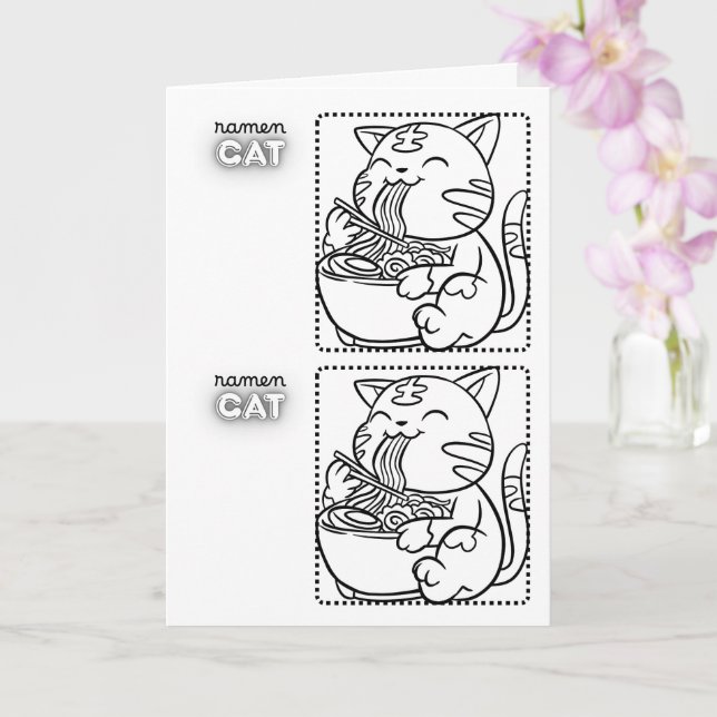 Ramen Katt Greeting Card * Målarbild Kort (Orkide)