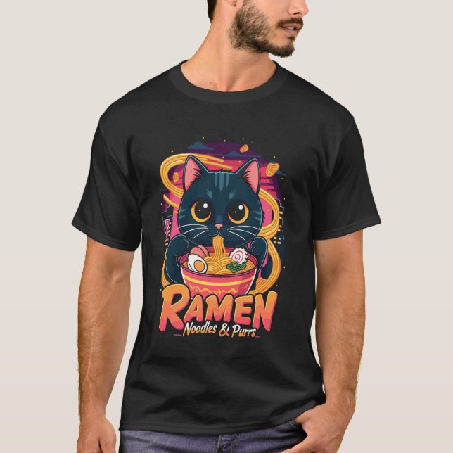 Ramen Katt - Nudlar & Morrar T Shirt (Framsida)