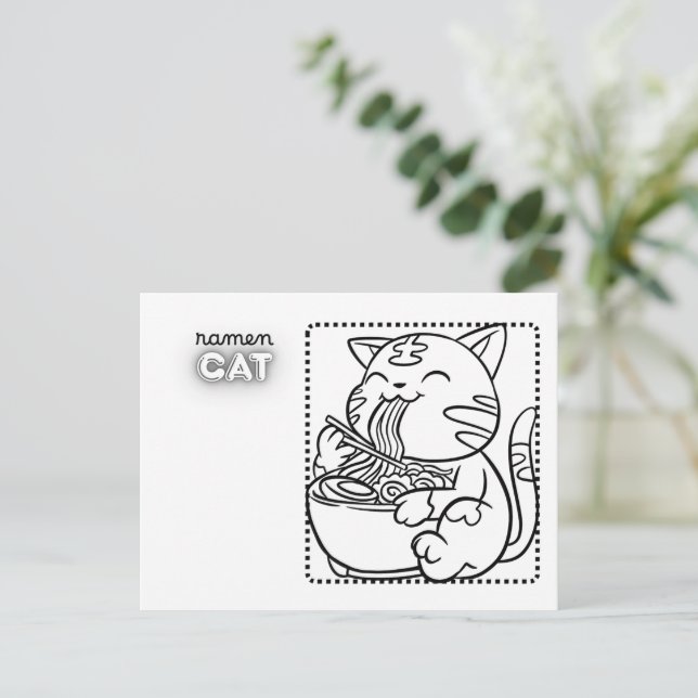 Ramen Katt Postkort * Målarbild Vykort (Stående Fram)