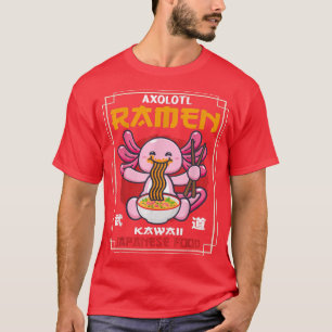 Ramen Kawaii Axolotl Eating Noodles Japansk Food T Shirt