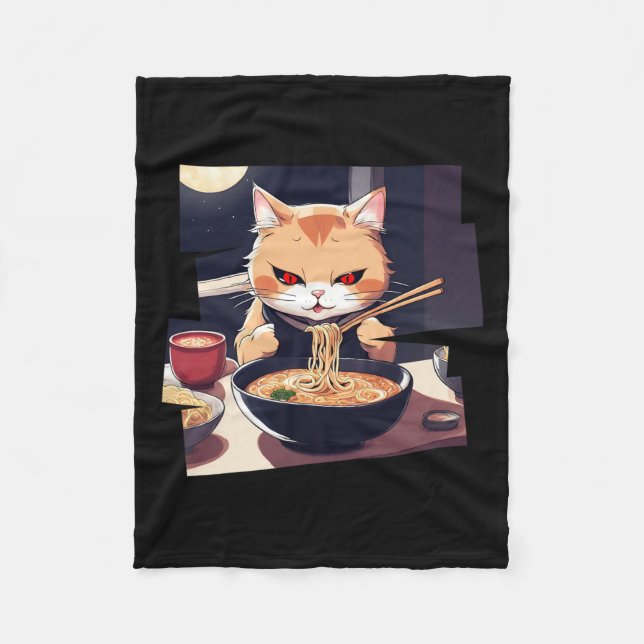 Ramen Kawaii Cat Anime 1 Fleecefilt (Framsidan)