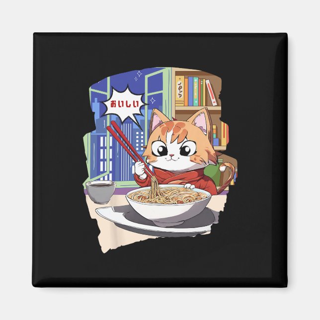 Ramen Kawaii Cat Anime Magnet (Framsidan)