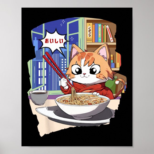 Ramen Kawaii Cat Anime Poster (Framsidan)