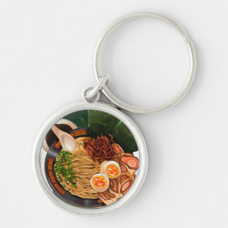 Ramen Keychain Rund Silverfärgad Nyckelring