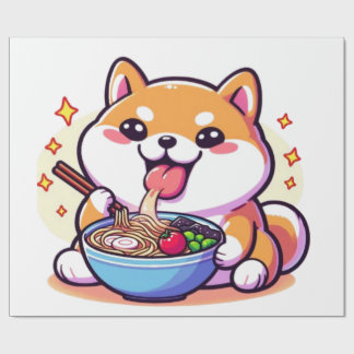 Ramen-Loving Shiba Inu Wrapping Paper – Cute & Pla Presentpapper