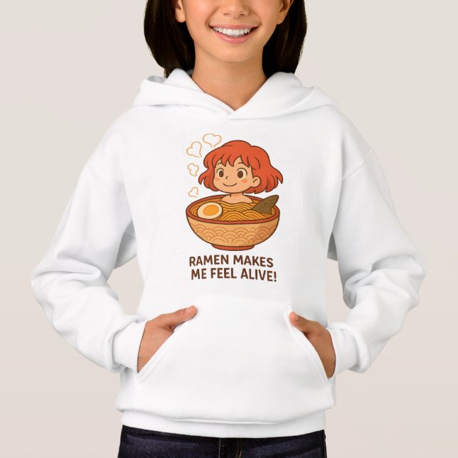 Ramen Makes Me Feel Alive Funny Noodle Lover T Shirt (Framsida)