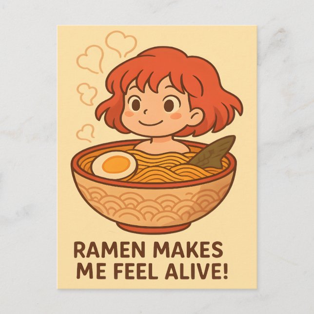 Ramen Makes Me Feel Alive Funny Noodle Lover Vykort (Framsida)