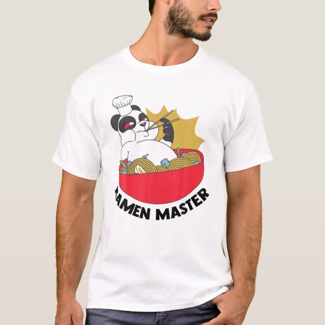 Ramen Master - Anime Animals - Pandas Japanska Aes T Shirt (Framsida)