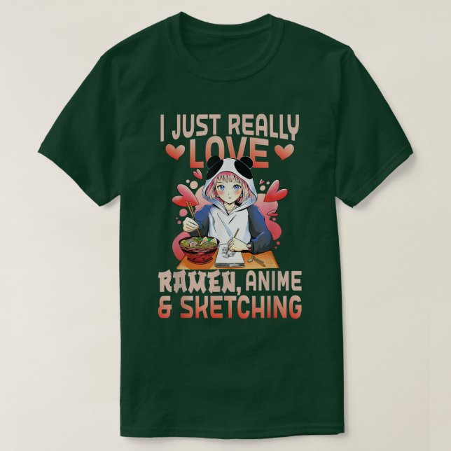 Ramen Merch Anime älskare japansk animering Ske T Shirt (Design framsida)