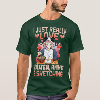 Ramen Merch Anime älskare japansk animering Ske T Shirt