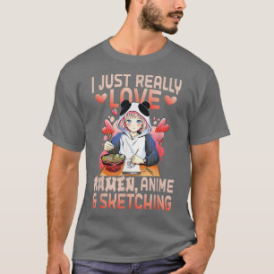 Ramen Merch Anime älskare japansk animering Ske T Shirt