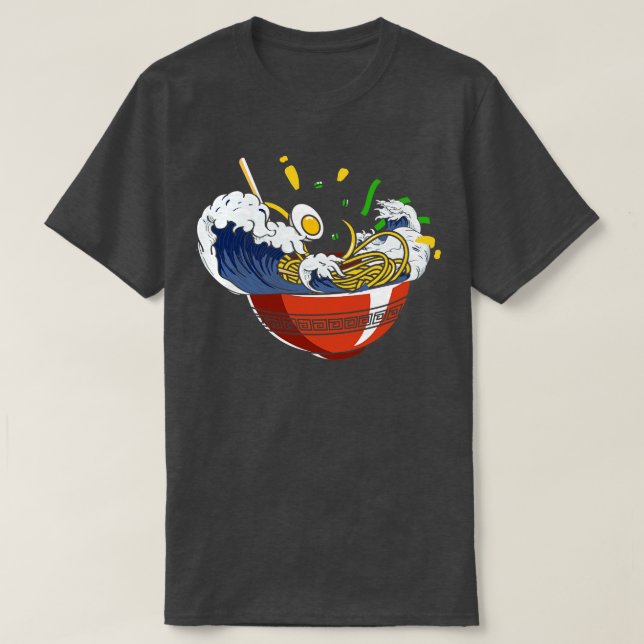 Ramen Merchandise Japansk Wave Ramen Noodle T Shirt (Design framsida)