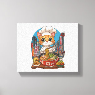 Ramen Neko - Funny Cat Chef Anime Food Canvastryck