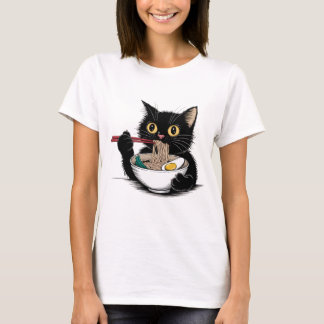 Ramen Noodle Black Cat Foodie Lover Best Seller T Shirt