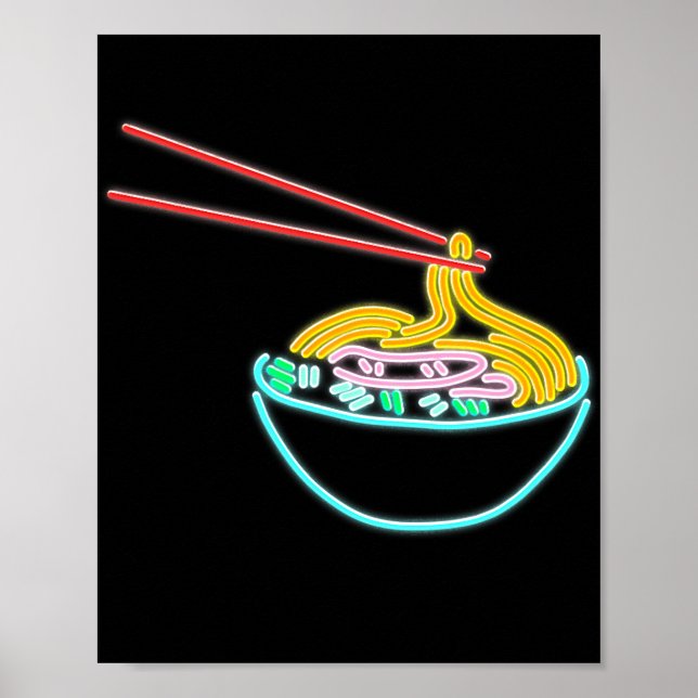Ramen Noodle Bowl Chopstick Retro Poster (Framsidan)