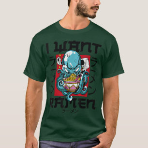 Ramen Noodle Bowl Kärlek japansk Kawaii Octopus I T Shirt