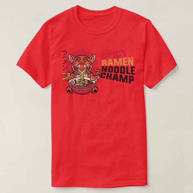 Ramen Noodle Bowl Kärlek japansk Kawaii Tiger Spic T Shirt (Design framsida)