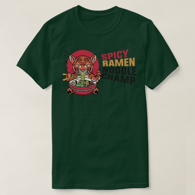 Ramen Noodle Bowl Kärlek japansk Kawaii Tiger Spic T Shirt (Design framsida)