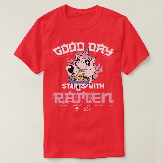Ramen Noodle Bowl Kärlek japansk Kawaii Unicorn Go T Shirt (Design framsida)