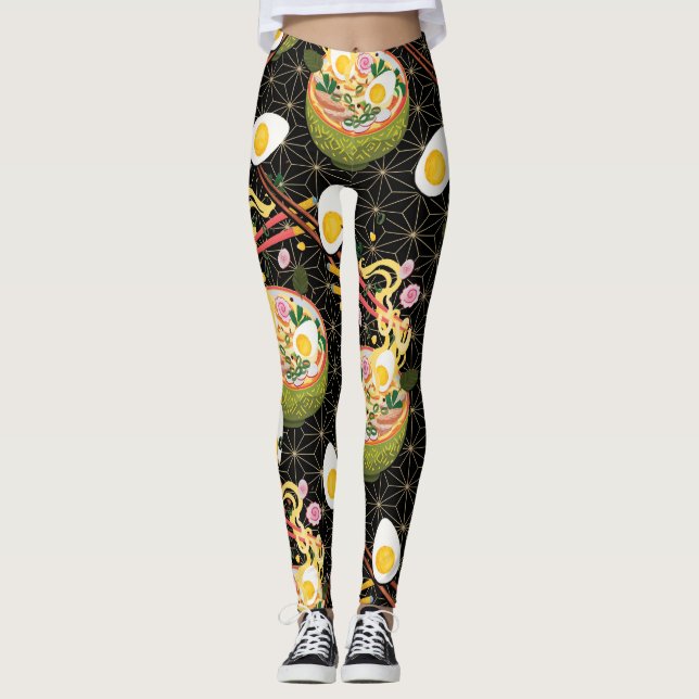 Ramen Noodle Bowl tryckte yoga leggings (Framsida)