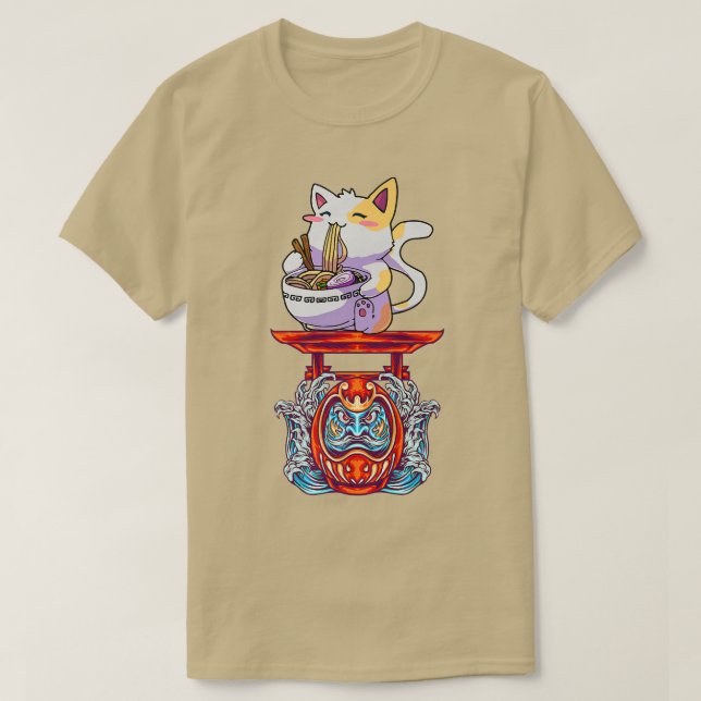 Ramen Noodle Cat Kattunge Kitten Kattdjur Manar Wo T Shirt (Design framsida)
