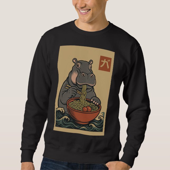Ramen Noodle Eating: Hippo manar sweatshirt (Framsida)
