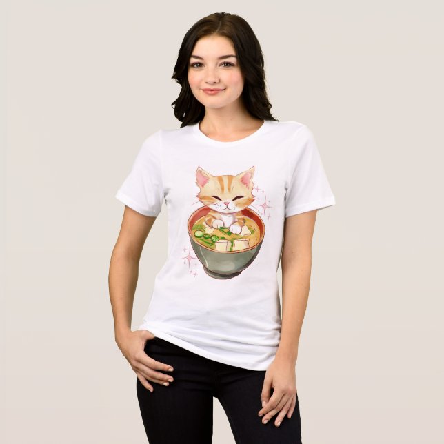 Ramen Noodle Kattunge T Shirt (Framsida Full)