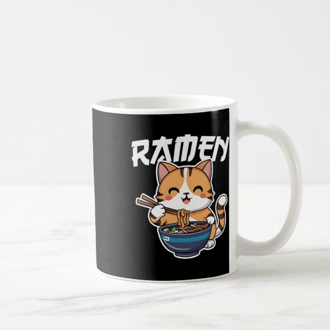 Ramen Noodle Neko Cat Japanska Kawaii Manga Anime Kaffemugg (Höger)
