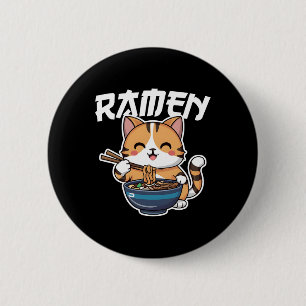 Ramen Noodle Neko Cat Japanska Kawaii Manga Anime Knapp
