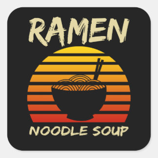 Ramen Noodle Soppa Kawaii japansk Noodles-Vintage Fyrkantigt Klistermärke