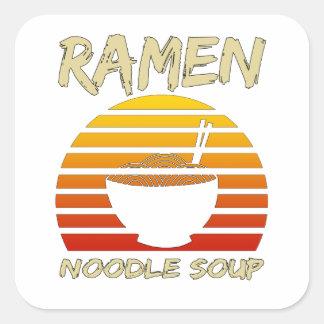 Ramen Noodle Soppa Kawaii japansk Noodles-Vintage Fyrkantigt Klistermärke