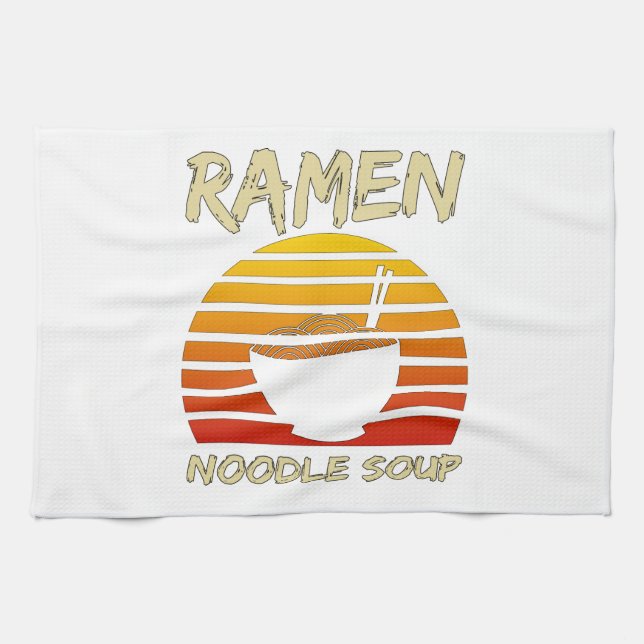 Ramen Noodle Soppa Kawaii japansk Noodles-Vintage Kökshandduk (Horisontell)