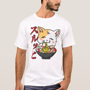 Ramen Noodles - Anime Cat - Manga Japansk kultur T Shirt