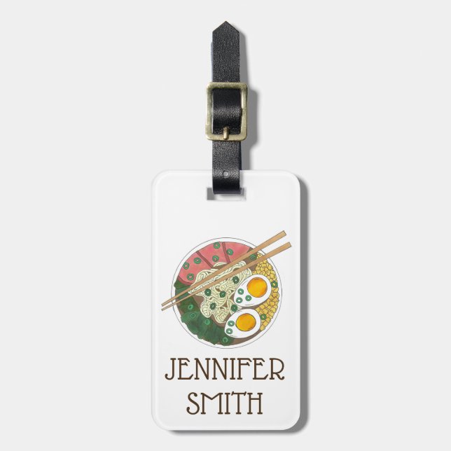 Ramen Noodles Bowl Japanska Food Restaurant Foodie Bagagebricka (Vertikal Framsida)