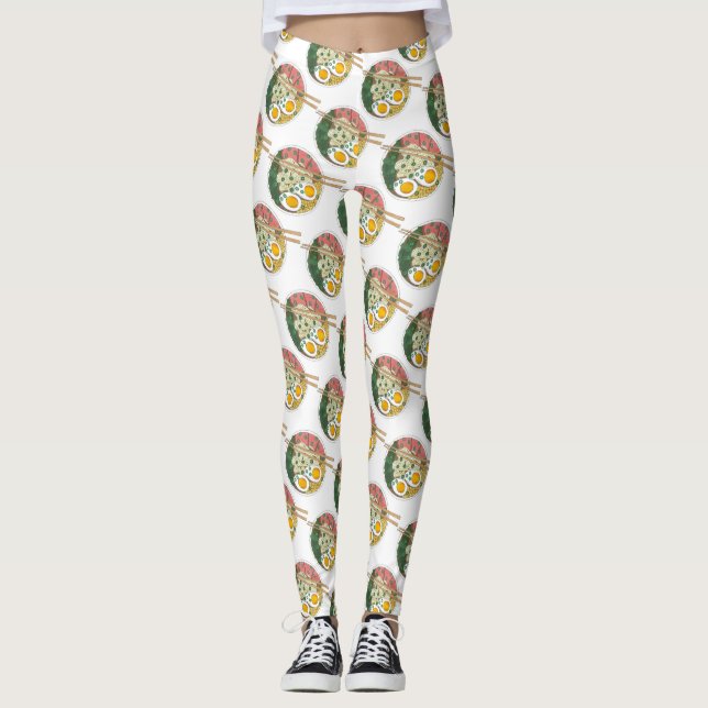 Ramen Noodles Bowl Japanska Food Restaurant Foodie Leggings (Framsida)