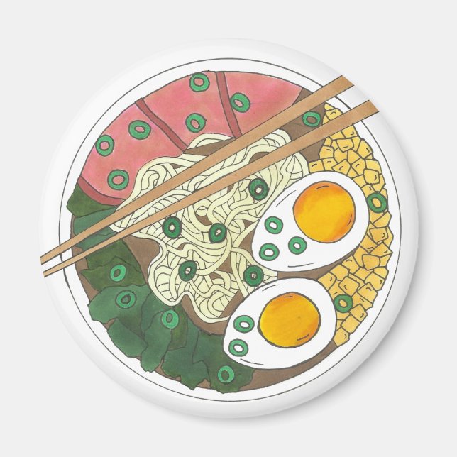 Ramen Noodles Bowl Japanska Food Restaurant Foodie Magnet (Framsidan)