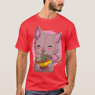 Ramen Noodles BowlWomen Girls, Cute Kawaii Neko Ca T Shirt