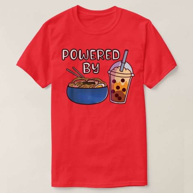 Ramen Noodles Bubble Tea Tapioca Mjölk Kawaii Boba T Shirt (Design framsida)