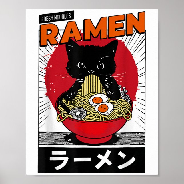 Ramen Noodles Cat Y2k Retro Anime Cat _1 Poster (Framsidan)